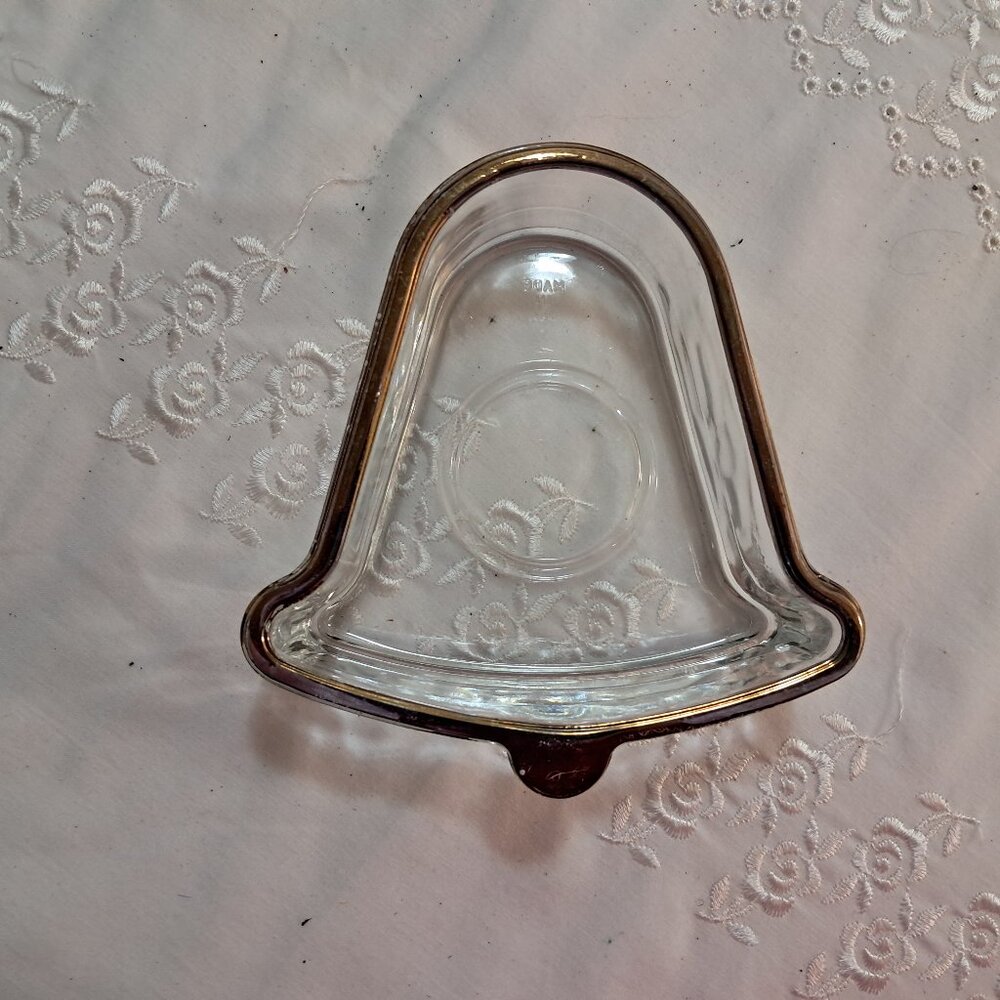 Indiana Glass clear Votive Candle Holder Gold Rim 4.5" Top To Bottom 1.5" Tall